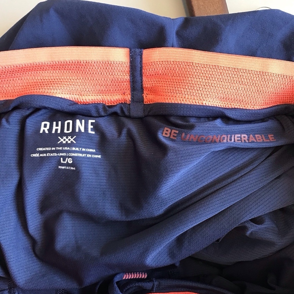 Rhone Shorts Mens L Linerless Navy Blue Stretch Workout Running Active - Picture 11 of 11